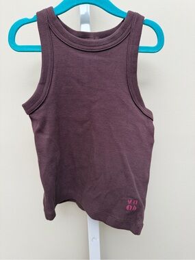 Zara Girls' Brown Rib Tank Top - Small Heart Detail size 8-9